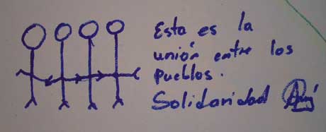 esta es la union entre los pueblos. solidaridad. A