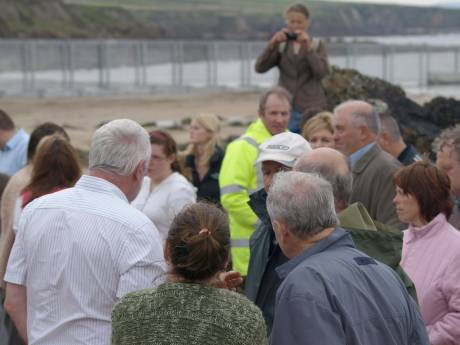 Martin Ferris meets local people on Glengad beach