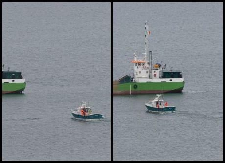 support boat cuts across path