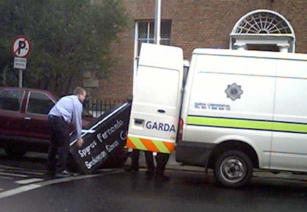 Putting it into the back of the van