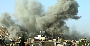 Aftermath of an Israeli air strike on Baalbek, a village near the Lebanese Syrian border. Photograph: EPA