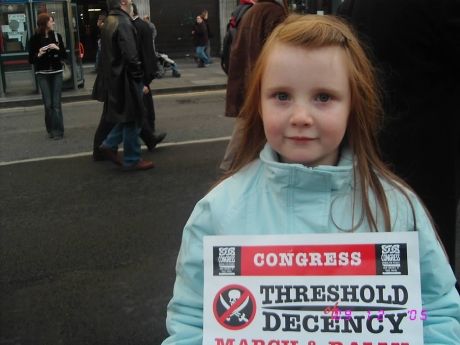 Kid supporting decency