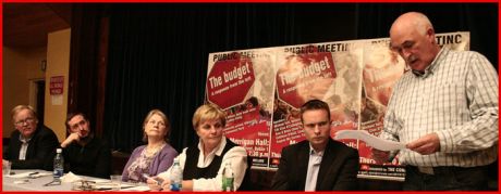 Speakers: Michael Taft (research officer, Unite); Eoin  Broin (Sinn Fin); Cathleen ONeill (community activist, Kilbarrack); Cllr Cian OCallaghan (Labour Party); Eugene McCartan (CPI).