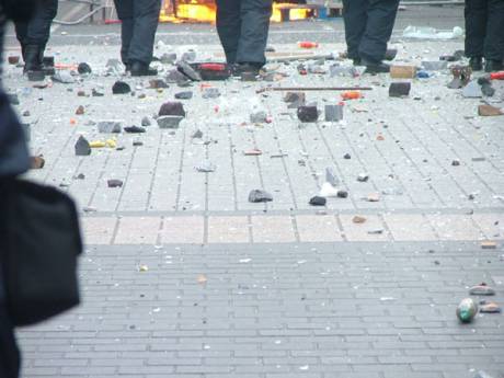Debris Litters The Ground as Projectiles Continue To Rain Down on Gardai