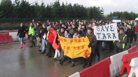 Protesters Approach Main Gate