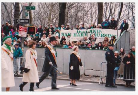 An anti hare coursing demo at the 1994 New York St Patrick's Day parade