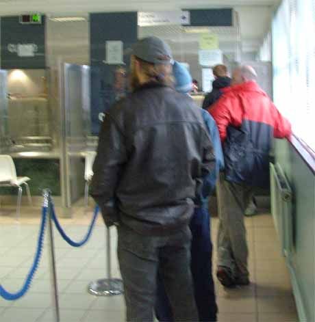 Little did he know his every move was recorded by a GAW (Galway Against War) undercover surveillance team. When he got to the counter, he was overheard asking for his "Anti-War Pension"!