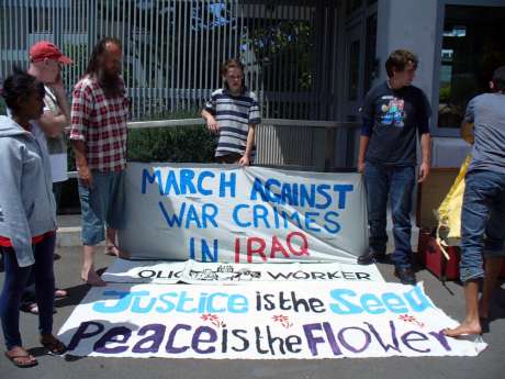 Catholic Workers vigil outside U.S Embassy, Welington Aotearoa/ New Zealand