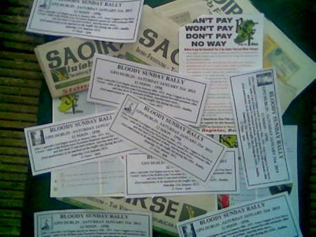 Leaflets 'packs' for 'Bloody Sunday' picket, Saturday 31st January 2015, Dublin.