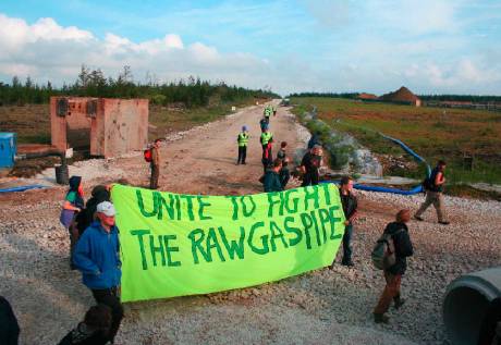 Some of the 50-plus campaigners who occupied the site this morning