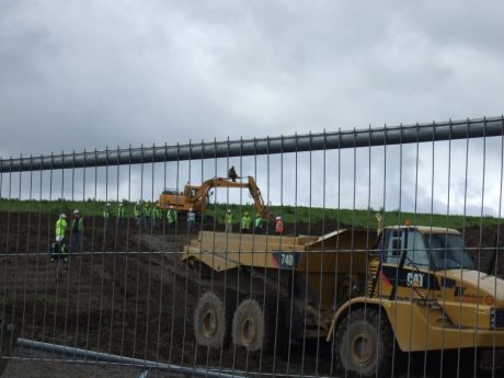 Protester at a digger