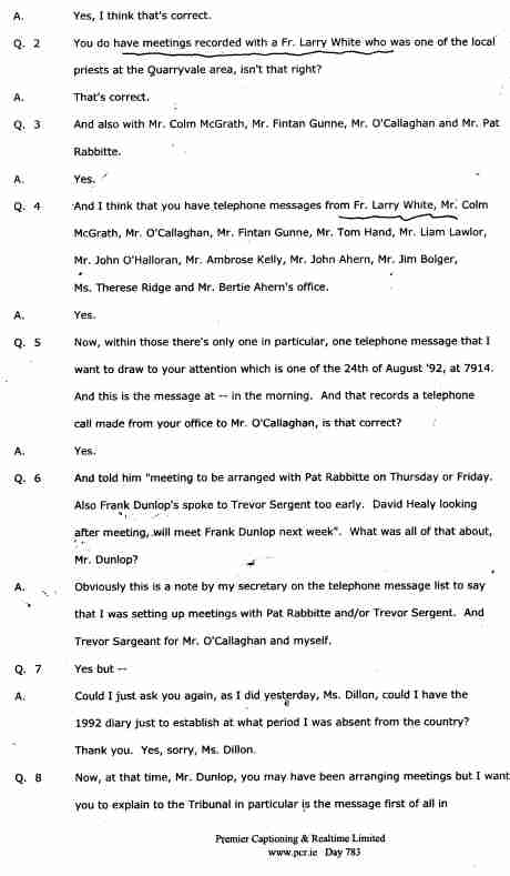 Fr. White's name mentioned in MAHON official Transcript TWICE