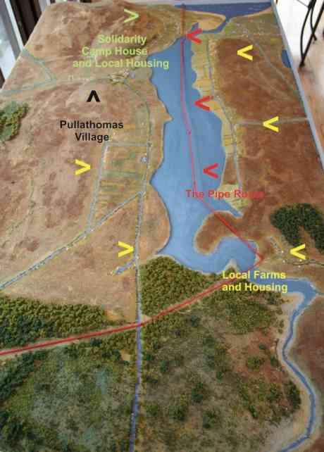 A model of the area where the pipe is planned to go onshore through the estuary.