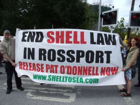 Banner at Pat's release celebration, Castlerea