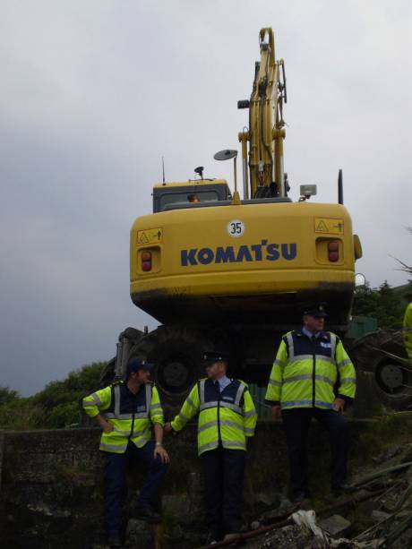 Gardai guard the digger