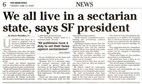 Sick Six Counties - still sectarian after all these years - click to read