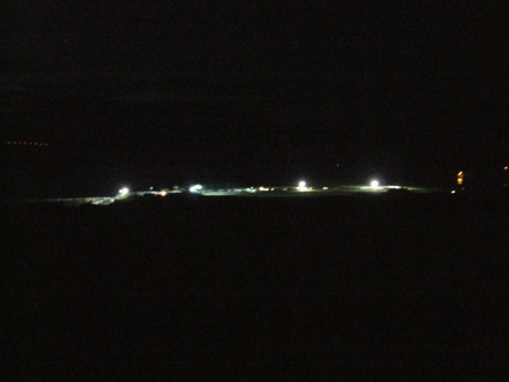 Shell compound 1am Tues. morning - using light to dominate space. Shell's totalitarianism in Co. Mayo