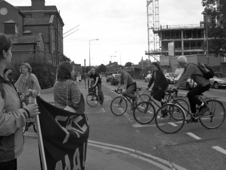 Some of the Critical Mass came to join the demonstration