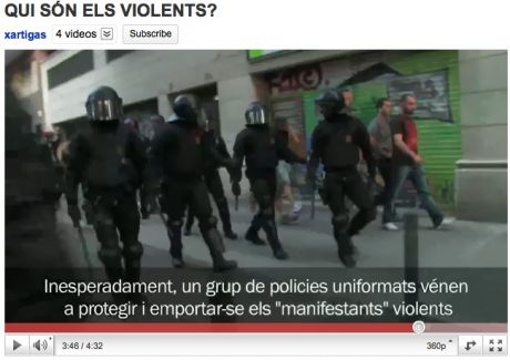 Click on image to see full-sized version These "protestors" get escorted away by armed up riot police, later there "protestors" made arrests and beat people with batons, image 1