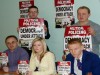 gra Shinn Fin members along with Sinn Fin MLA at the luanch of the 'End Political Policing' campaign in Omagh