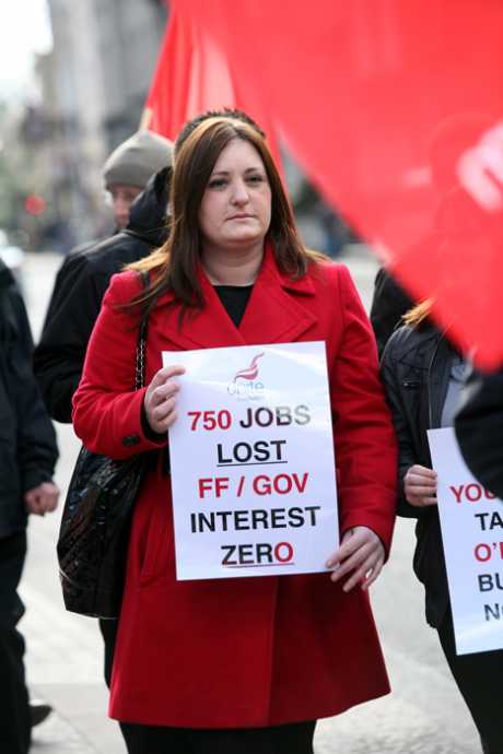 Unite Bank workers protest at D�il 