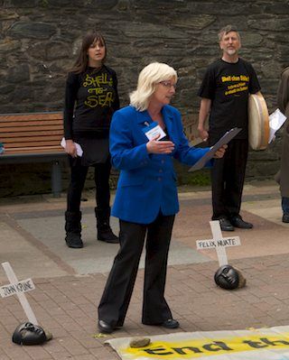 Activist gives a speech as the Shell/Topaz Public Relations Officer