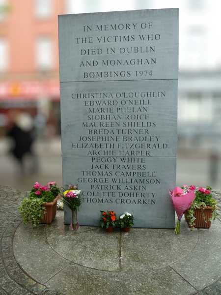 The other side of the Talbot Street Memorial shortly after the wreath and flower laying