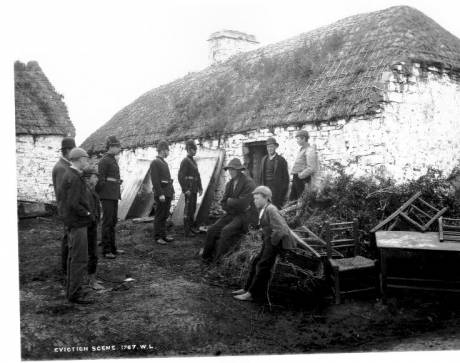 Irish family evicted at Moyasta, County Clare during Land War, c.1879. Source: Lawrence Collection, National Library of Ireland.