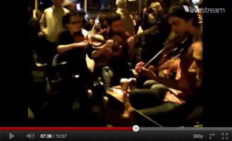 Trad session at #occupydamestreet goes out to world via LIVESTREAM
