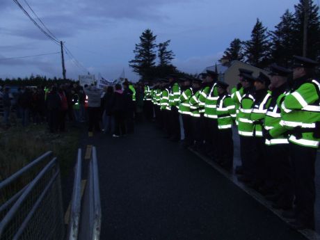 Crowd gathers before dawn on Wednesday.