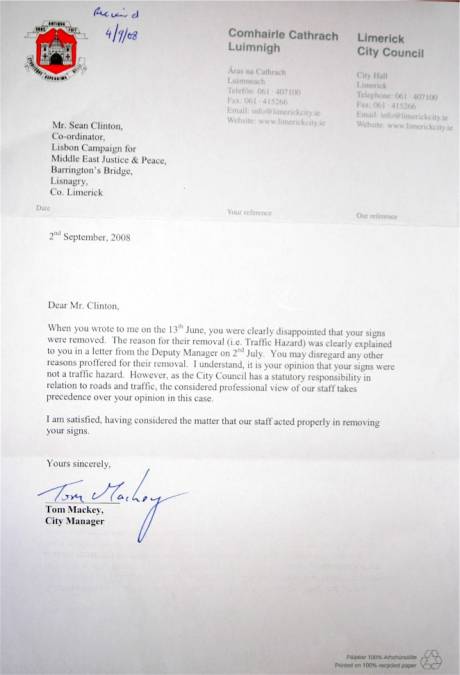 Limerick City Manager's Response