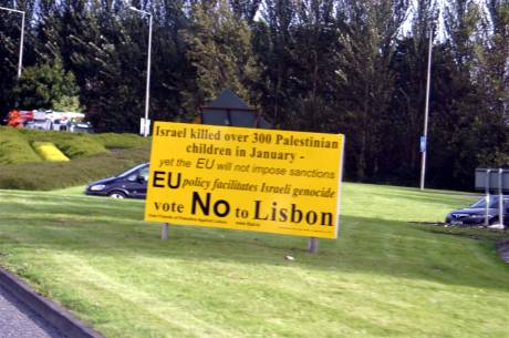 A double-sided IFPAL sign at the Coonagh roundabout