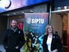 SIPTU organisers Niall McNally and Teri Cregan at Boots